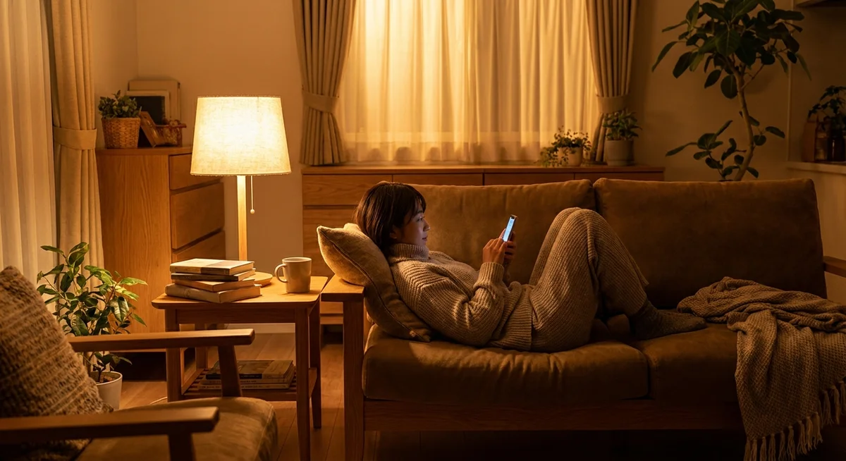 Evening on a couch with a phone