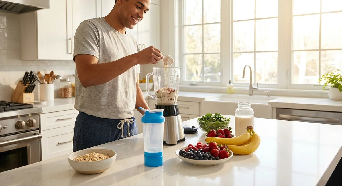 Person making a WPI 90 protein shake as part of a daily immune-supporting routine