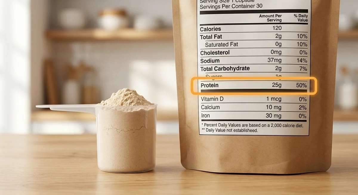 WPI 90 nutrition label showing 90g protein per 100g with minimal fat and carbohydrates