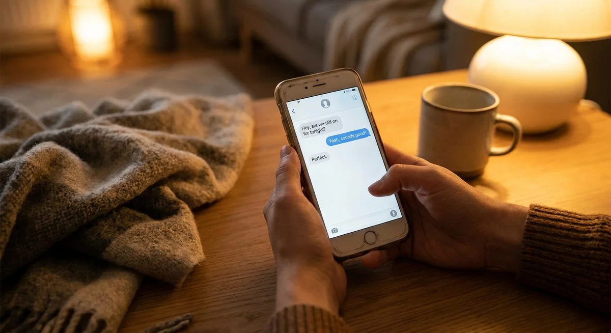 Person scrolling through an ongoing AI friend chat thread on their phone