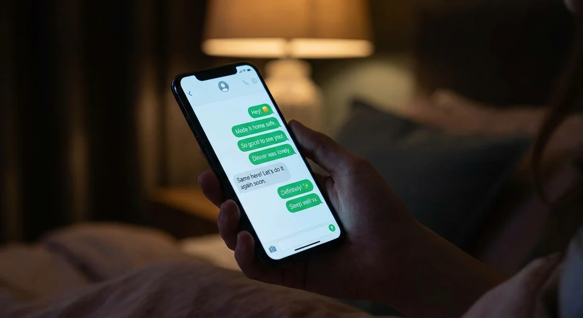 Close-up of an AI companion text chat on a smartphone screen
