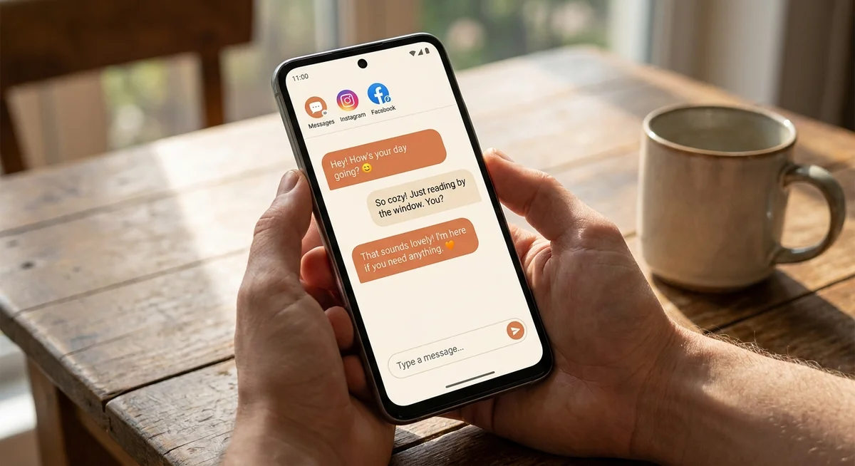 Ongoing AI chat conversation on an Android phone showing memory and continuity between messages