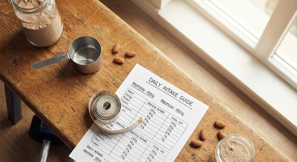 Protein scoop and nutrition chart showing amino acid breakdown