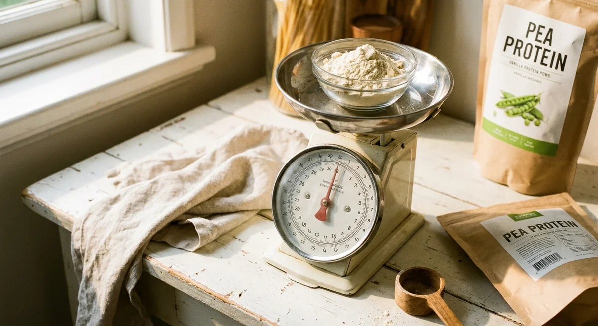 Measuring protein powder on a kitchen scale