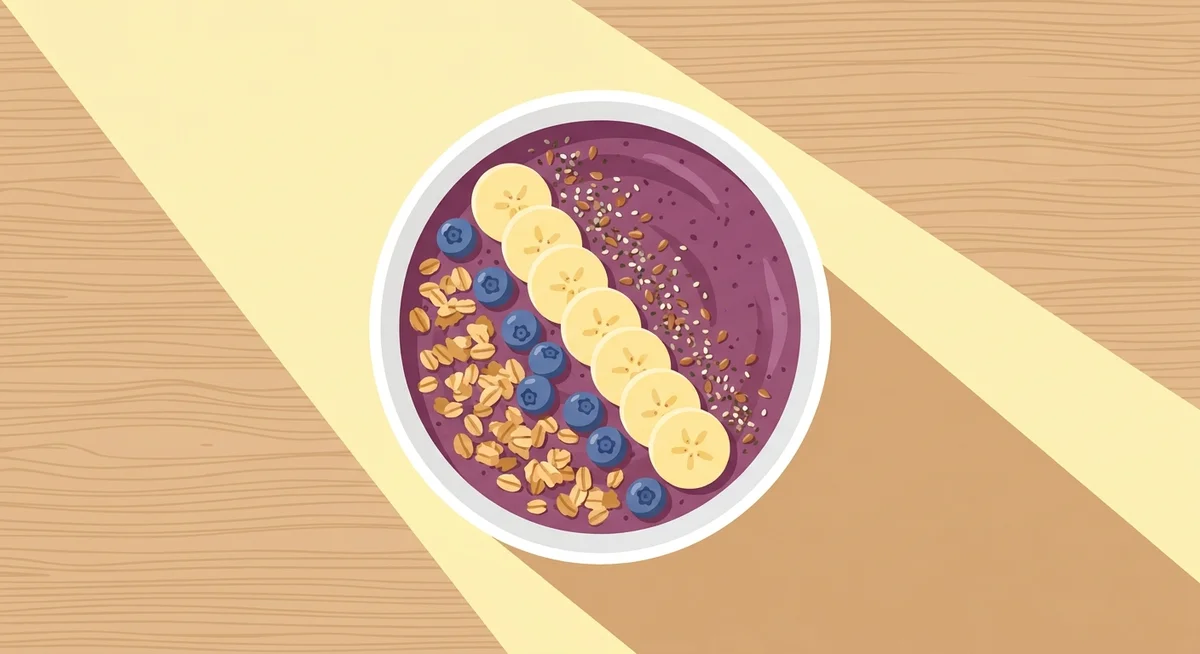 Protein smoothie bowl with banana, blueberries, granola, and seeds