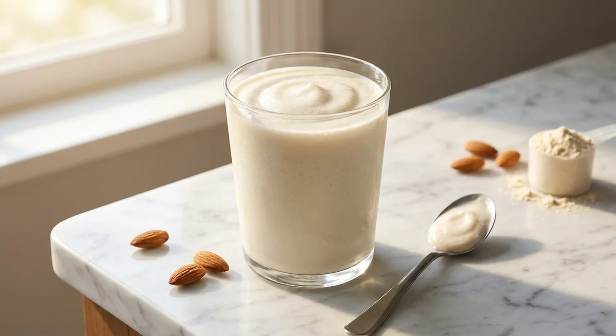 Freshly mixed protein shake with smooth texture