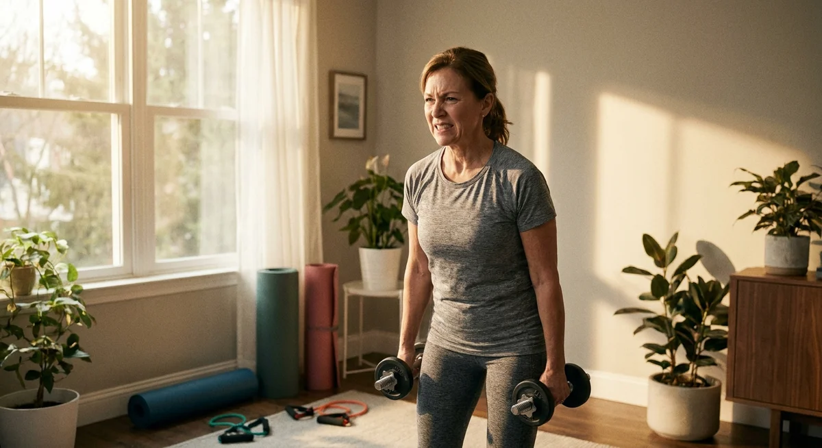 Woman over 50 doing resistance training to support muscle and bone health