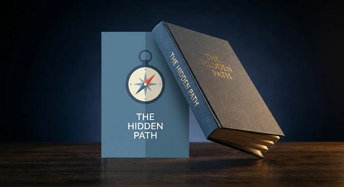 Flat artwork wrapping onto a rotating 3D book mockup
