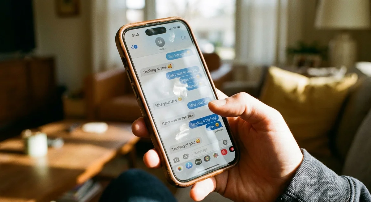 A phone screen showing an ongoing chat thread