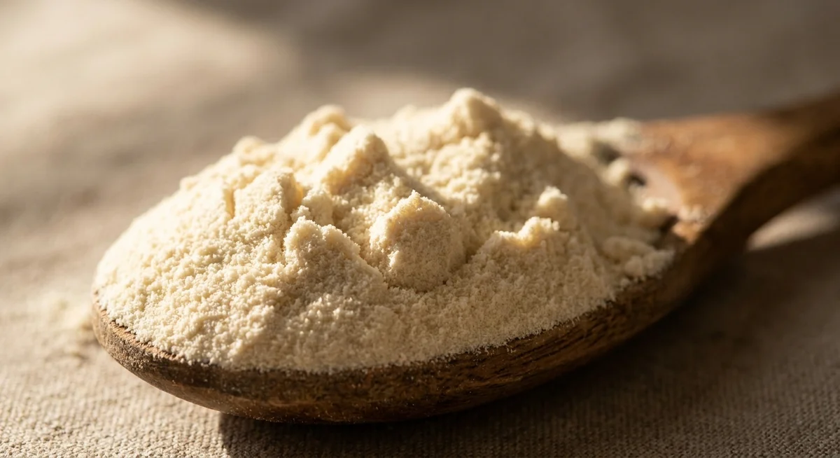 Close-up macro shot of premium whey protein powder