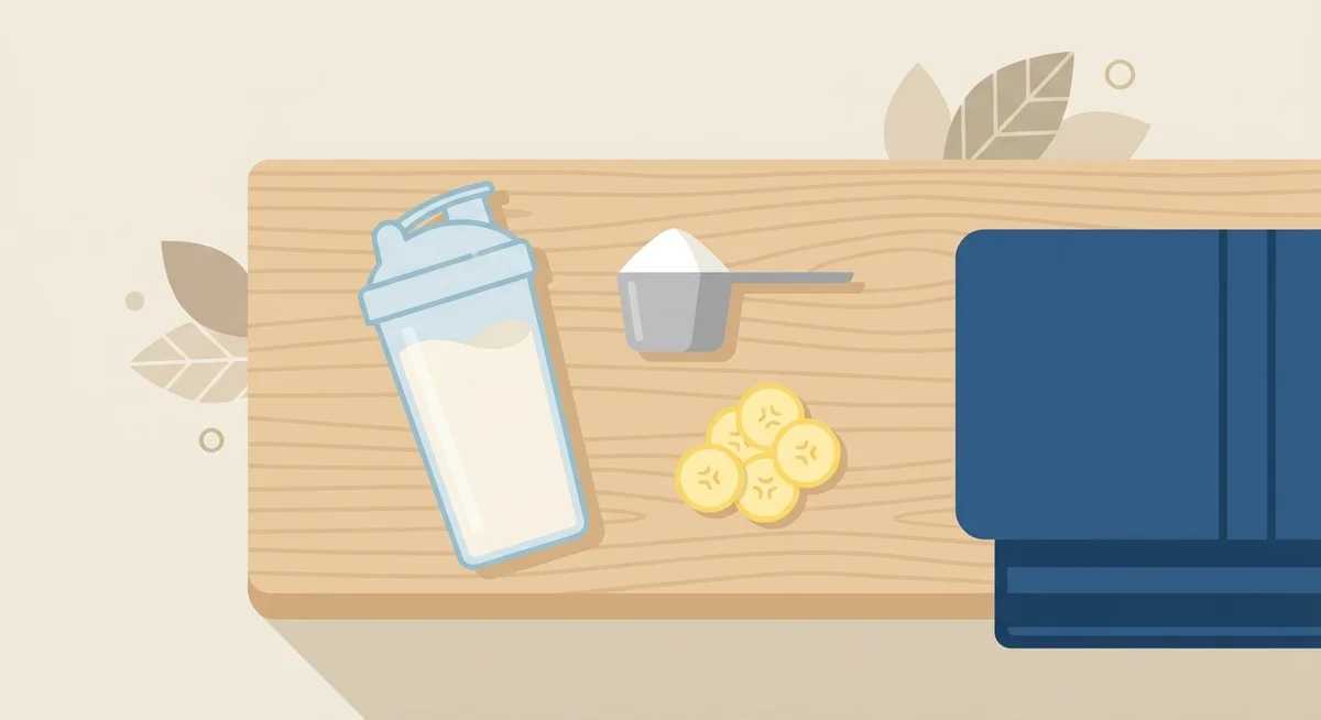 Premium whey protein isolate shake prepared on a kitchen bench