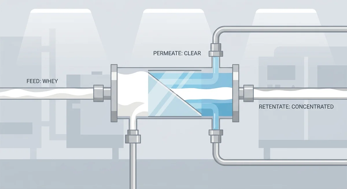 Industrial membrane filtration equipment separating whey protein